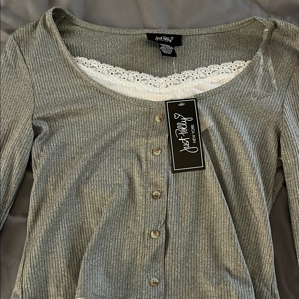 Women's Gray Ribbed Top
